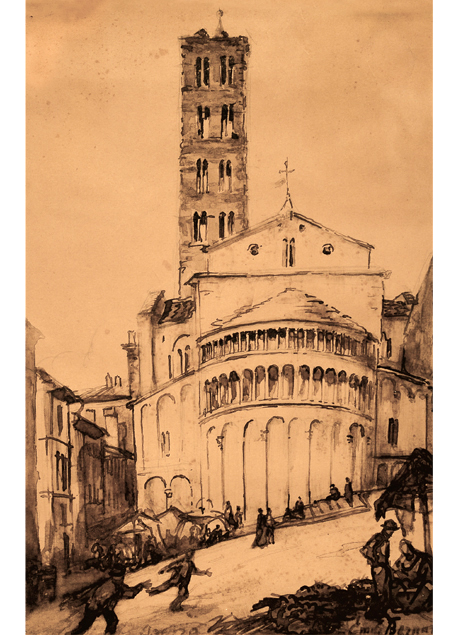 emile-bernard-arezzo-devant-eglise-pieve