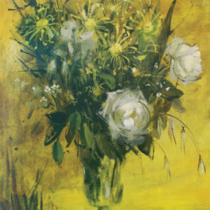 Pierre Jérôme, White Roses on Yellow Background