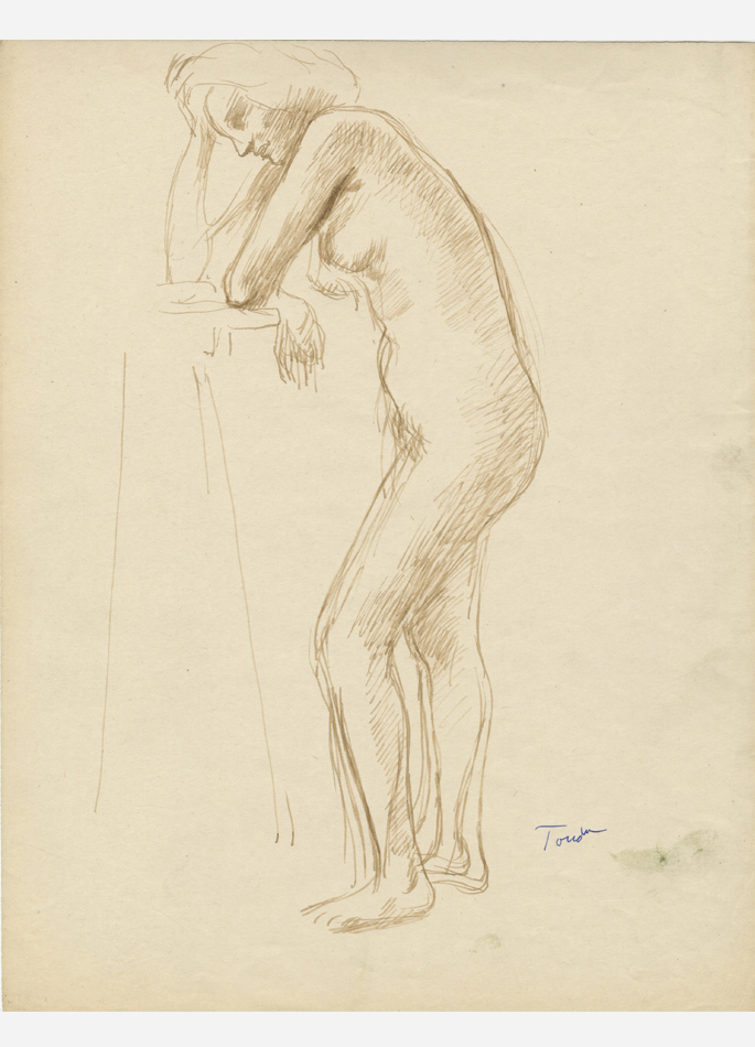 André Tondu Nude Leaning on Her Elbows