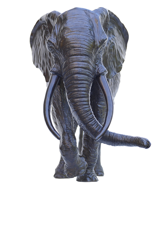 Damien Colcombet sculpture bronze animalier Troisième éléphant d'Afrique Centre Cristel