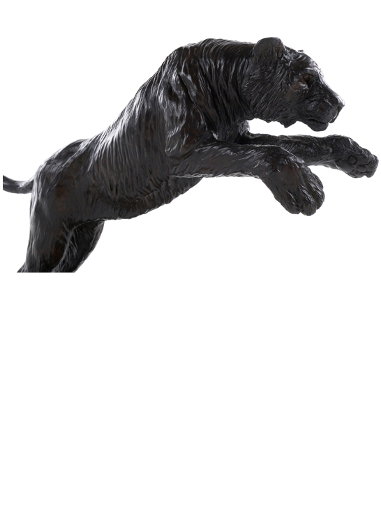 Damien Colcombet bronze sculpture Tigre de Sibérie sautant