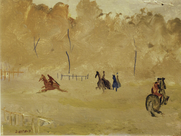 Gabriel DAUCHOT, Cavaliers au bois, huile sur toile Centre Cristel Éditeur d'Art Saint-Malo