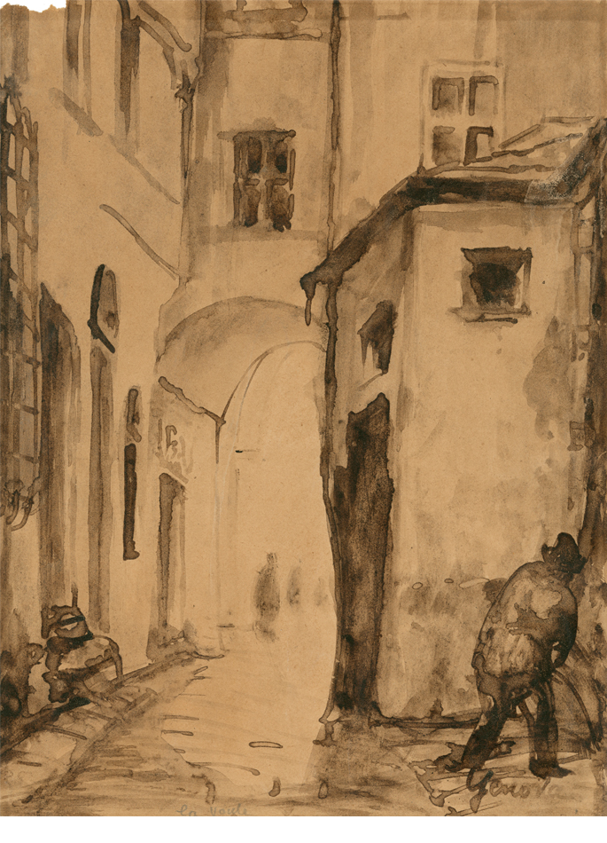 Émile Bernard Genoa. Landscape with Porch and Persons