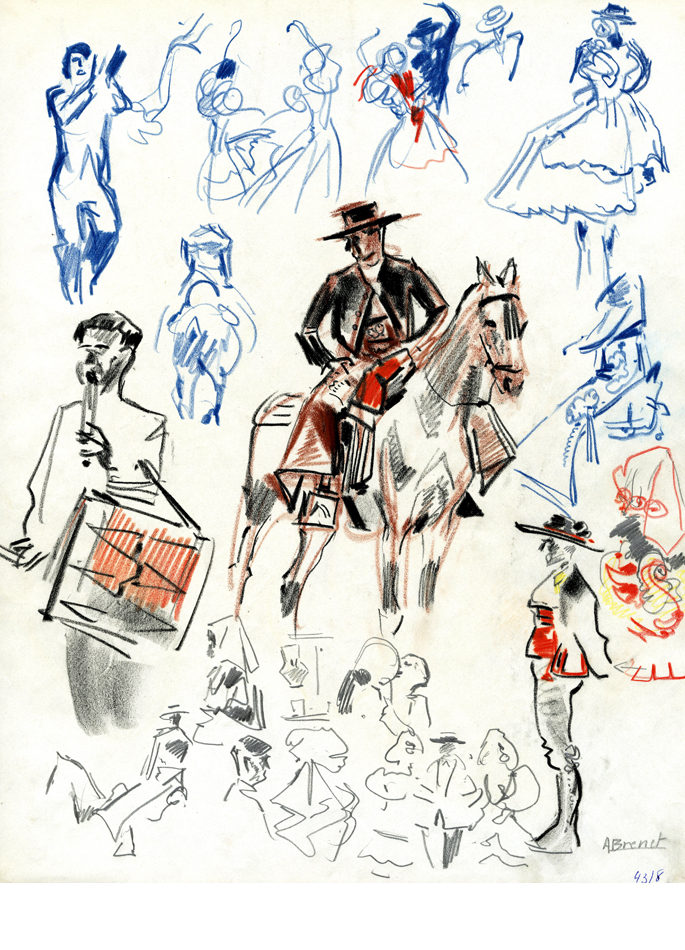 Albert Brenet drawing Spain Studies for the Seville Fair 1