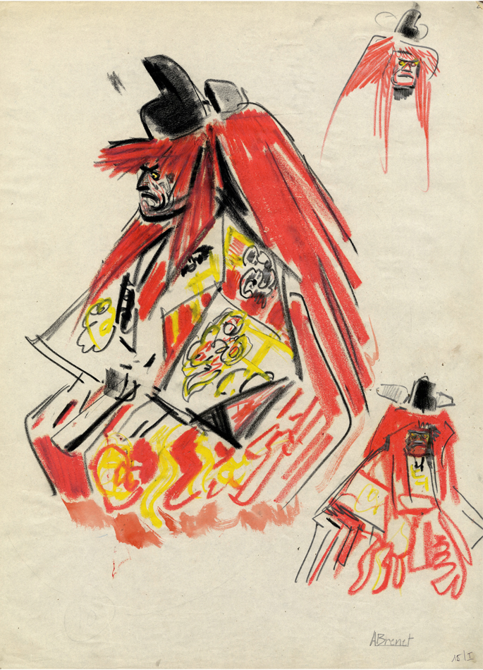 Albert Brenet drawing Japan. Theater Figures 1