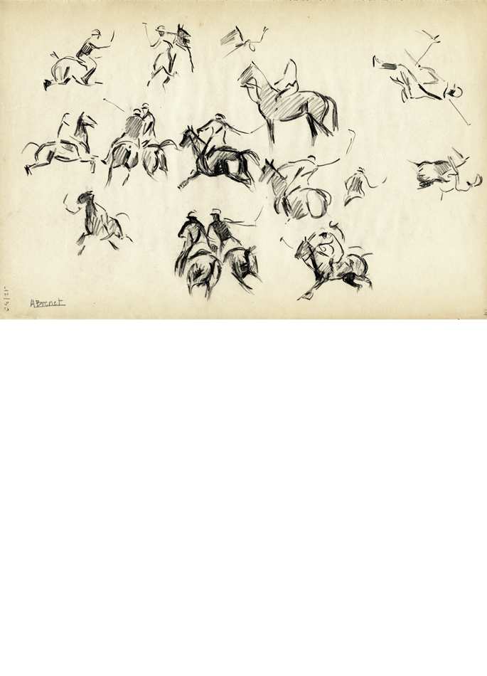 Albert Brenet drawing Polo. Studies