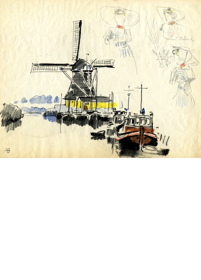 Albert Brenet drawingThe Netherlands. Along the Canal