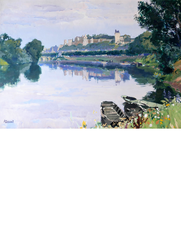 Albert Brenet gouache The Loire River in Chinon