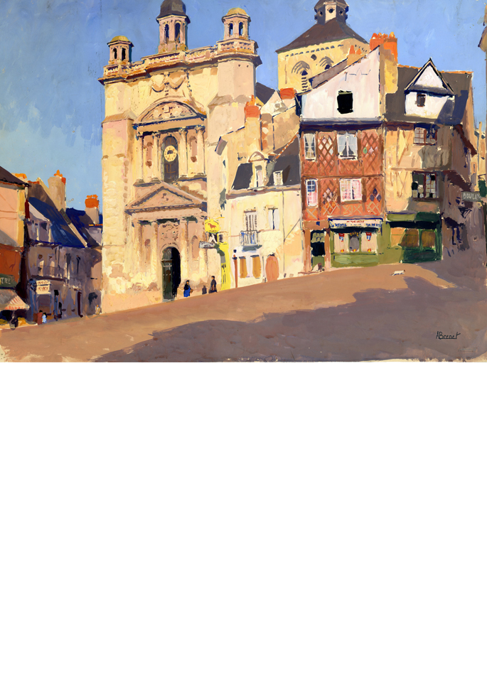 albert-brenet-gouache-saumur-saint-pierre-square