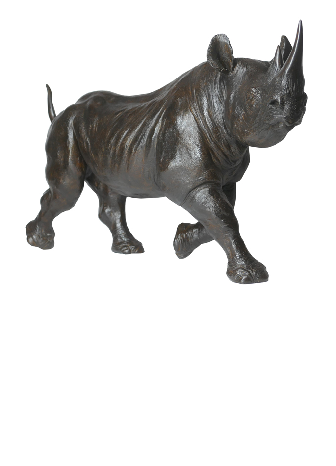 Damien Colcombet bronze Trotting Female Black Rhinoceros