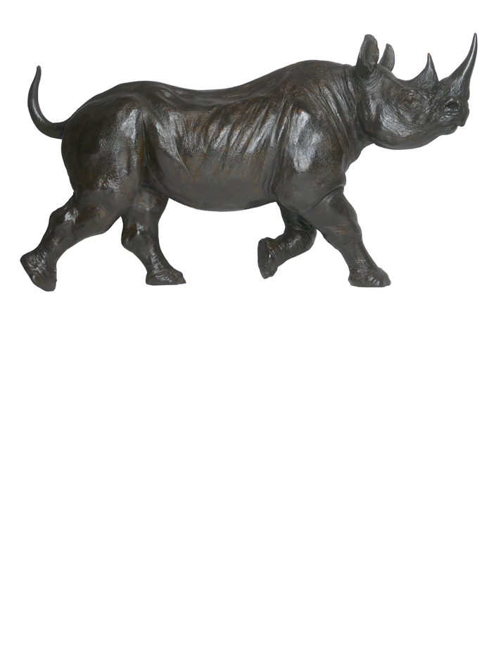 Damien Colcombet bronze Rhinocéros noir femelle au trot