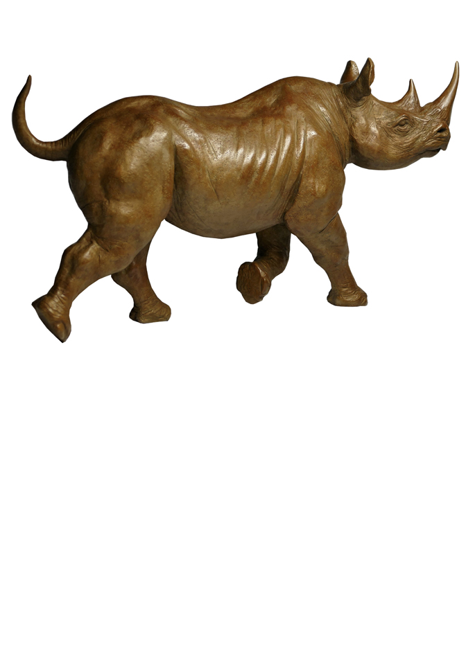 Damien Colcombet bronze Rhinocéros noir femelle au trot