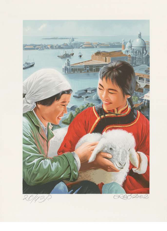 Erro lithography L'Ultima Visita di Mao a Venezia The Lamb
