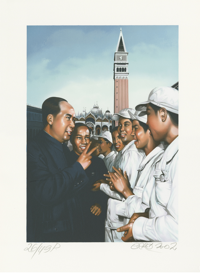 Erro lithographie L'Ultima Visita di Mao a Venezia The Workers