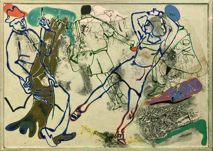 Gérard Guyomard acrylic on canvas Paysage de chutes n°26