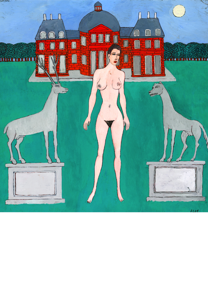 Alain Lacoste gouache La Nymphe de Vaux