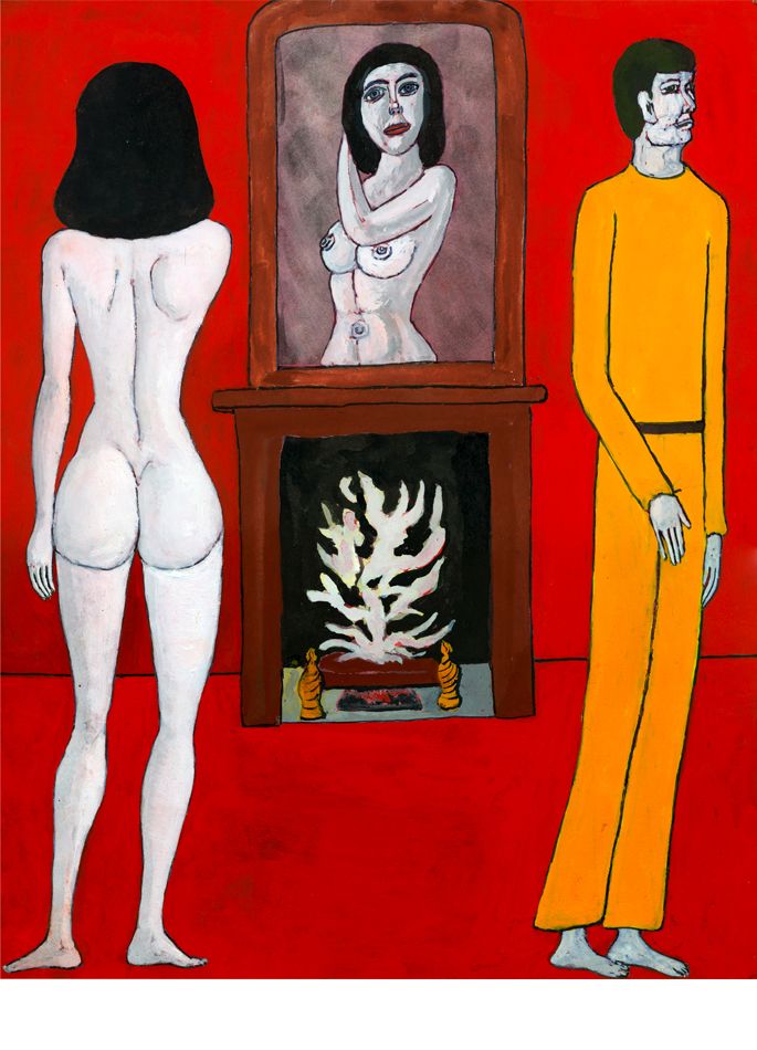 Alain Lacoste gouache Rendez-vous à Braygé
