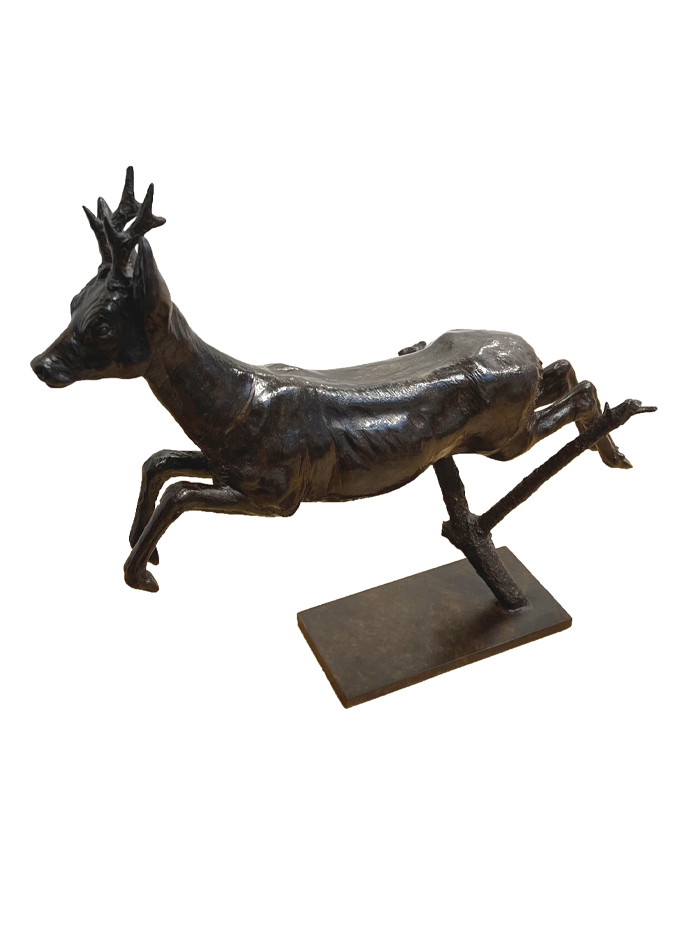 Damien Colcombet bronze animalier Chevreuil sautant en vol