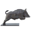 Damien Colcombet Sanglier sautant n°5 (postérieurs au sol) sculpture animalière bronze