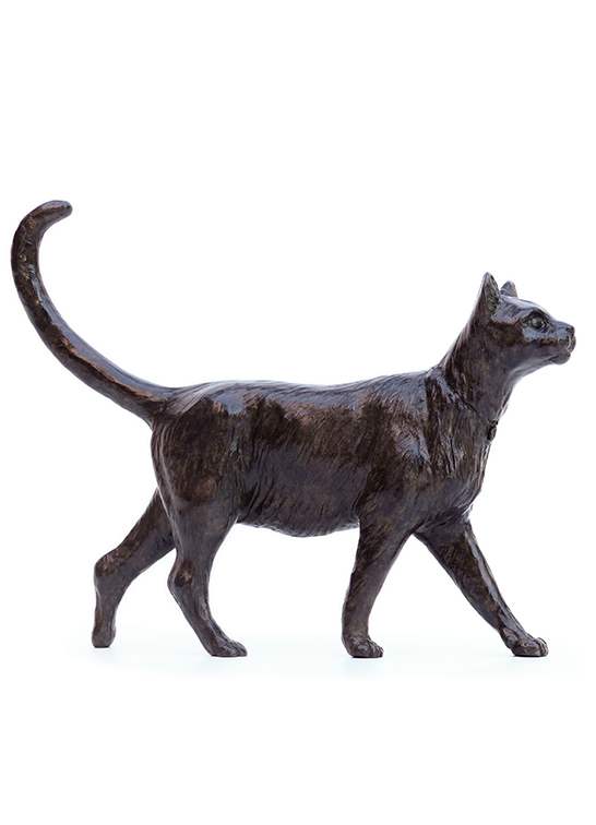 Damien Colcombet Chat marchant sculpture bronze