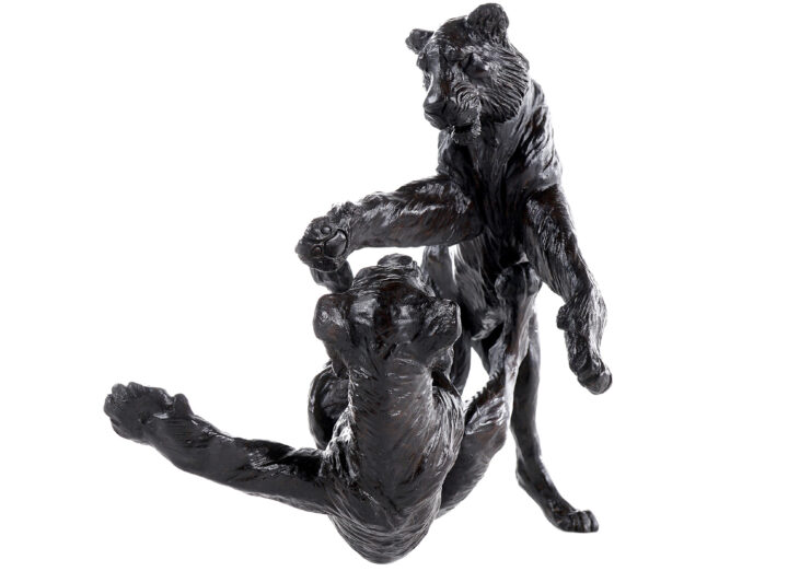 Damien Colcombet bronze animalier sculpture deux tigres jouant
