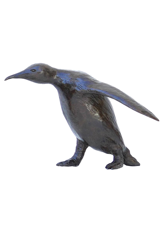 Damien Colcombet Manchot courant sculpture bronze