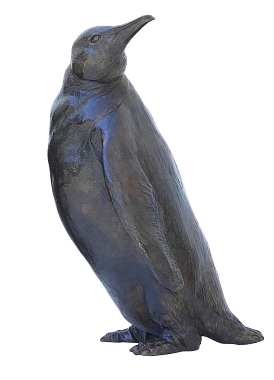 Damien Colcombet Manchot regardant derrière lui sculpture bronze