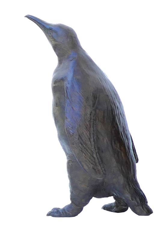Damien Colcombet Manchot tête levée sculpture bronze