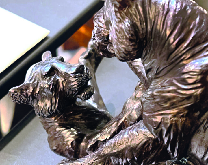 Damien Colcombet bronze animalier sculpture deux tigres jouant