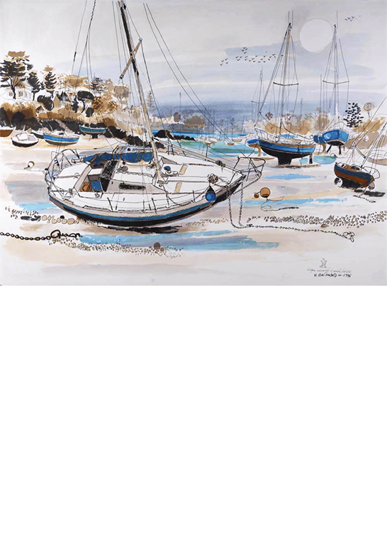 Exposition Alain Bailhache Coque renversée à marée basse Centre Cristel Éditeur d'Art Saint-Malo