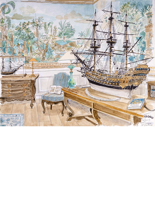 Alain Bailhache encre Intérieur salon de La Villebague malouinière Saint-Malo Centre Cristel Éditeur d'Art