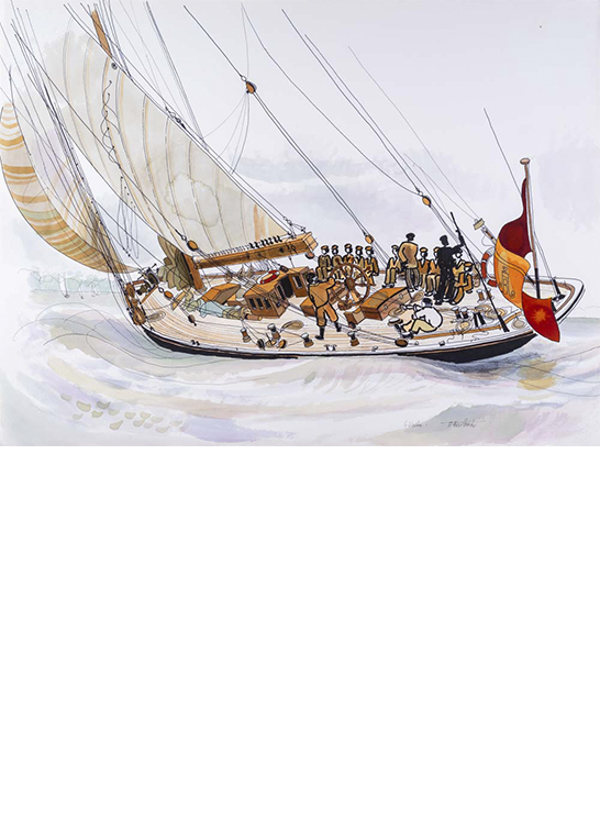 Alain Bailhache encre Le Voilier Saint-Malo Centre Cristel Éditeur d'Art