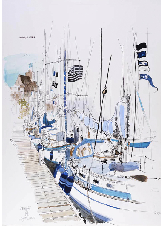 Exposition Alain Bailhache Marine bleue Centre Cristel Éditeur d'Art Saint-Malo