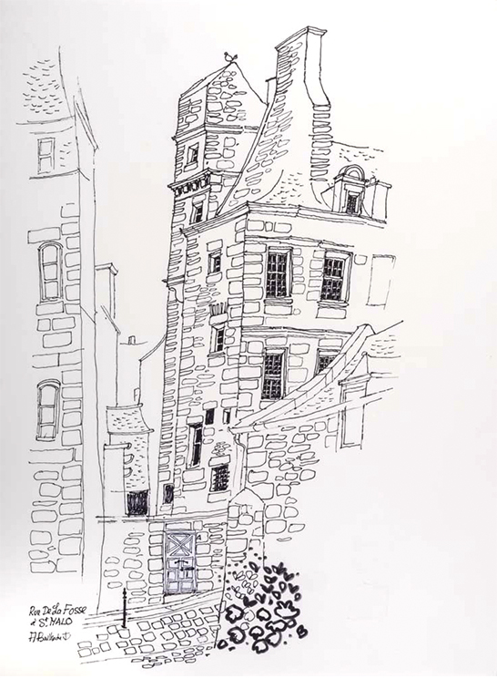 Exposition Alain Bailhache Rue de LA Fosse Saint-Malo Bretagne Centre Cristel Éditeur d'Art Saint-Malo