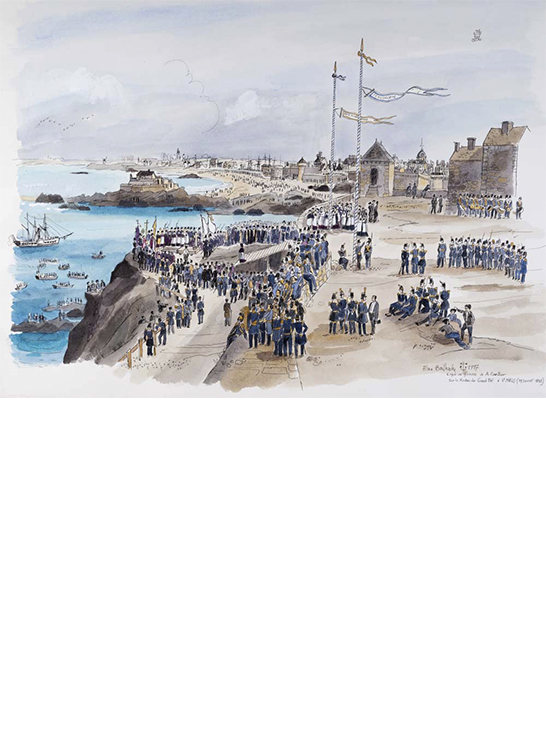 Alain Bailhache encre Sur le rocher du Grand Bé funérailles Chateaubriand Centre Cristel Éditeur d'Art
