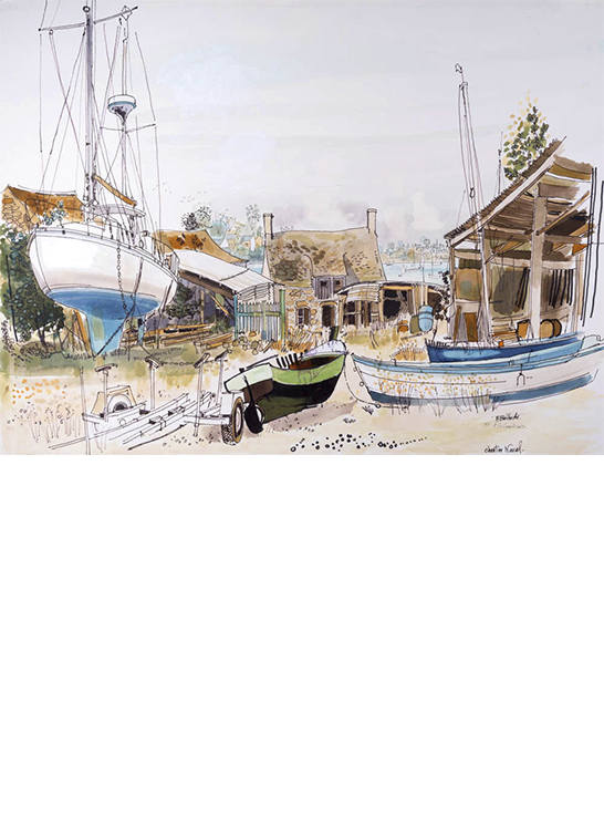 Exposition Alain Bailhache Chantier naval à la Landriais Bretagne Saint-Malo Centre Cristel Éditeur d'Art Saint-Malo