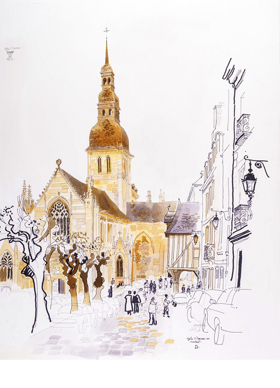 Exposition Alain Bailhache Dinan église Saint-Sauveur au couchant Bretagne Saint-Malo Centre Cristel Éditeur d'Art Saint-Malo