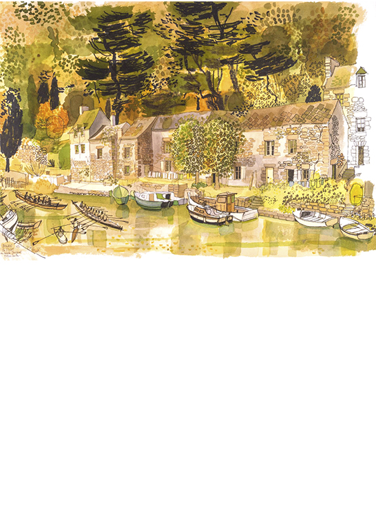 Exposition Alain Bailhache Dinan, le port au bas du Jerzual Bretagne Saint-Malo Centre Cristel Éditeur d'Art Saint-Malo