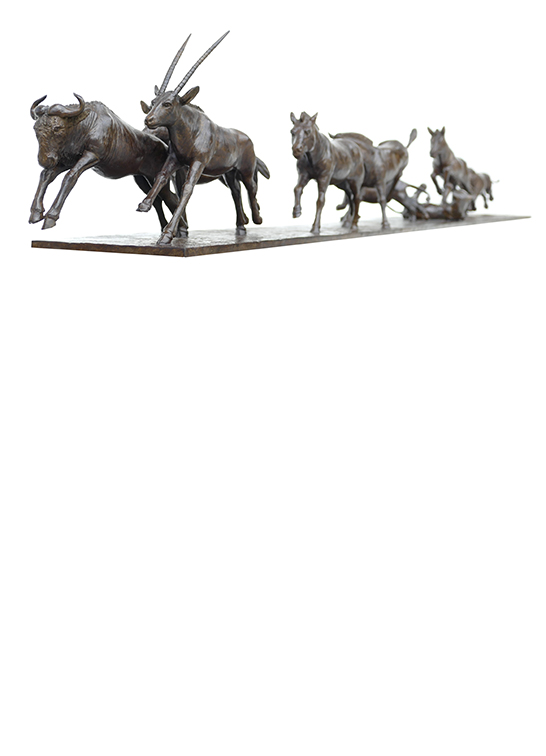 Damien Colcombet sculpture bronze animalier Une chasse difficile Centre Cristel
