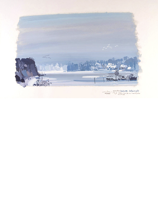Alain Bailhache encre La Rance gelée 1985 neige Saint-Malo Centre Cristel Éditeur d'Art