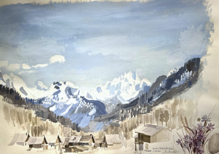 Alain Bailhache Gouache de très grand beau temps en montagne exposition Saint-Malo Centre Cristel Éditeur d'Art