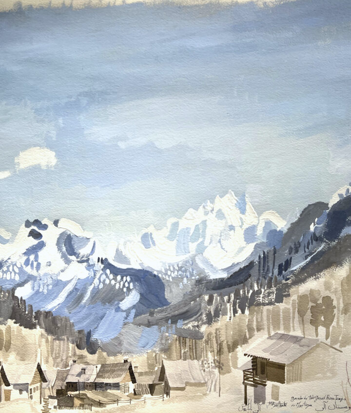 Alain Bailhache Gouache de très grand beau temps en montagne exposition Saint-Malo Centre Cristel Éditeur d'Art