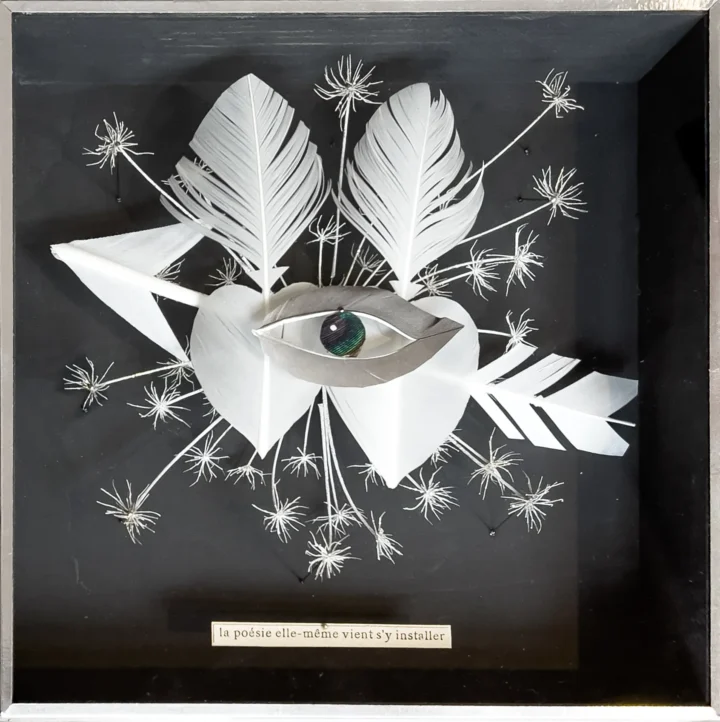 Anne Limbour Ex-voto 2 cœurs flèche œil Œuvre plastique 20 x 20 cm