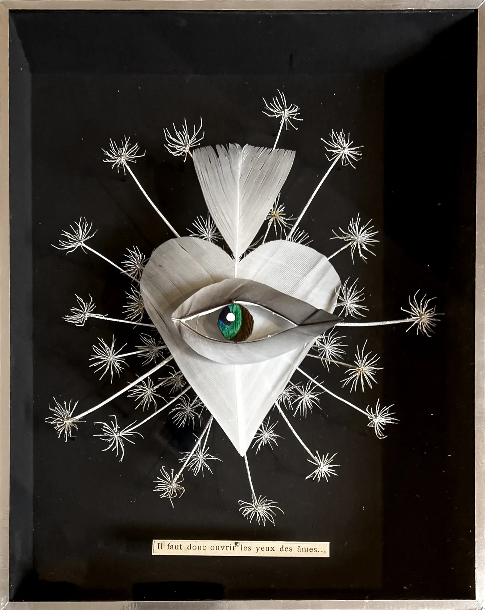 Anne Limbour Ex-voto Œil cœur ombellifière Œuvre plastique 25 x 20 cm