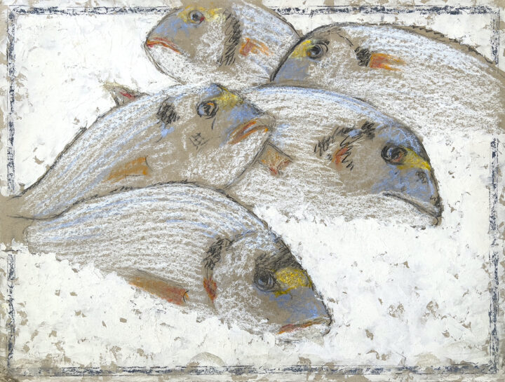 Frédéric Brandon Le Pagre ou dorade royale Acrylique et techniques mixtes sur carton sur carton 2020 Centre Cristel Éditeur d'Art Saint-Malo