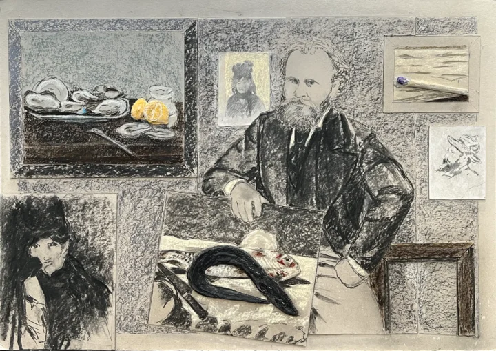 Frédéric Brandon Hommage à Édouard Manet pastel sur carton 2021 Centre Cristel Éditeur d'Art Saint-Malo