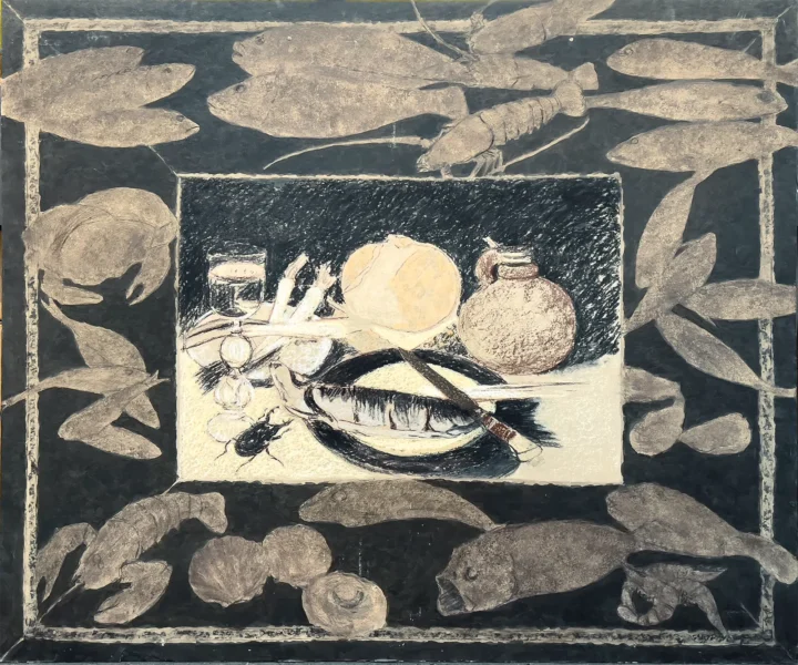 Frédéric Brandon Hommage à Georg Flegel pastel sur carton 2021 Centre Cristel Éditeur d'Art Saint-Malo