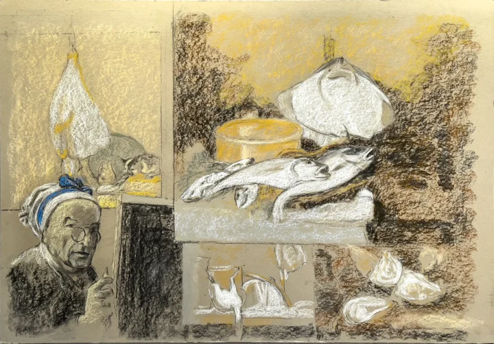 Frédéric Brandon Hommage à Jean Siméon Chardin pastel sur carton 2021 Centre Cristel Éditeur d'Art Saint-Malo
