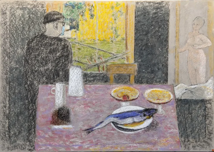 Frédéric Brandon Hommage à Pierre Bonnard pastel sur carton 2021 Centre Cristel Éditeur d'Art Saint-Malo