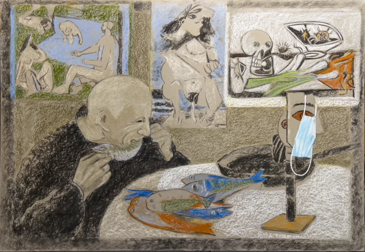 Frédéric Brandon - Hommage à Picasso L'amer étal - Exposition Frédéric Brandon. Déjeuner avec Manet, Monet, Picasso Saint-Malo Centre Cristel Éditeur d'Art